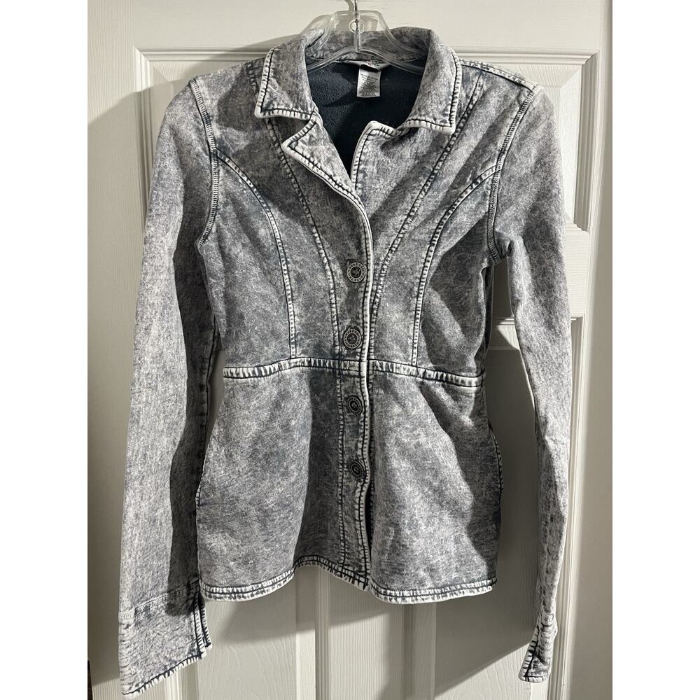 Hard Tail Gray Heathered Button-Up Jean Jacket